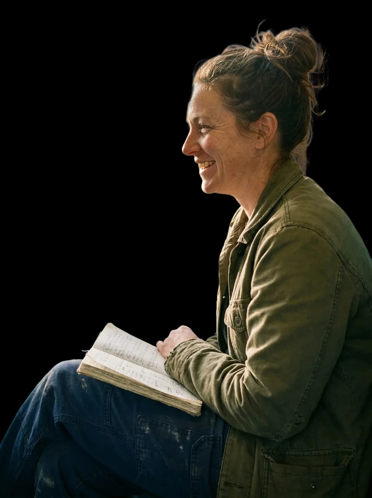 Woman smiling on a commuter train